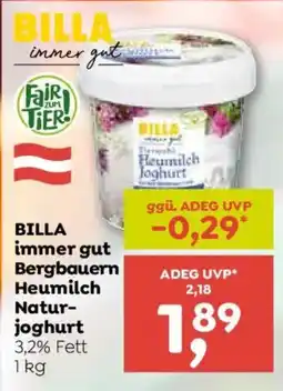 ADEG BILLA Bergbauern Heumilch Natur-joghurt Angebot