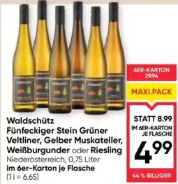 Maximarkt Waldschütz Fünfeckiger Stein Grüner Veltliner, Gelber Muskateller, Weißburgunder oder Riesling Angebot