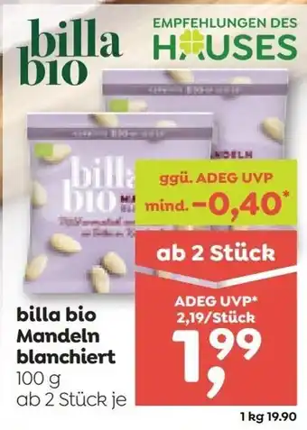Billa bio Mandeln blanchiert