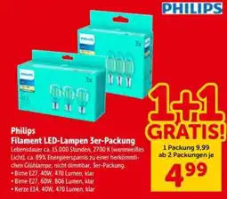 Interspar Philips Filament LED-Lampen 3er-Packung Angebot