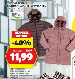 Hofer UP2FASHION WOMEN DAMEN-LEICHTSTEPPMANTEL Angebot