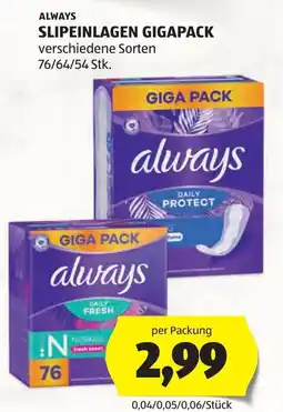 Hofer Always Slipeinlagen Giga Pack Angebot