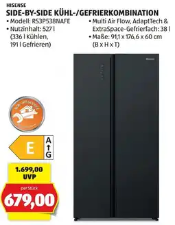 Hofer Hisense Side-by-Side Kühl-/Gefrierkombination Angebot