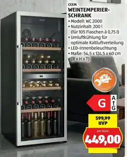Hofer CEEM Weintemperierschrank Angebot