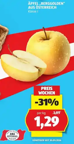 Hofer Äpfel ,,berggolden" aus österreich Angebot