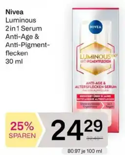 Bipa Nivea Luminous 2in1 Serum Anti-Age & Anti-Pigmentflecken Angebot