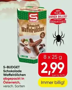 Spar S-Budget Schokolade Waffelröllchen Angebot