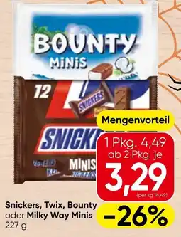 Spar Snickers, Twix, Bounty oder Milky Way Minis Angebot