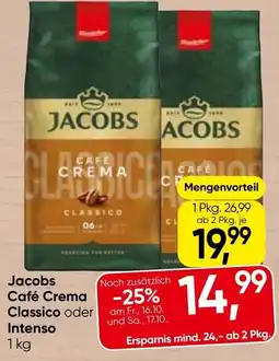 Spar Jacobs Café Crema Classico oder Intenso Angebot