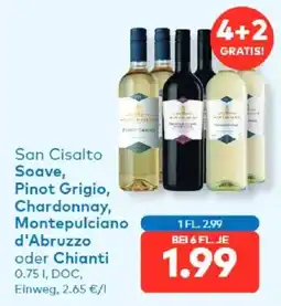T&G San Cisalto Soave, Pinot Grigio, Chardonnay, Montepulciano d'Abruzzo oder Chianti Angebot
