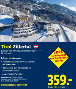 Lidl Reisen Tirol Zillertal Angebot