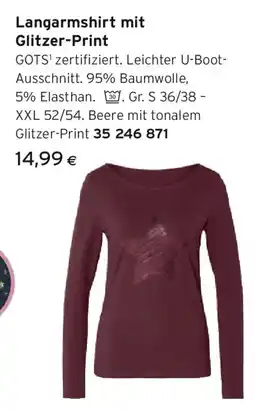 Tchibo Eduscho Langarmshirt mit Glitzer-Print Angebot