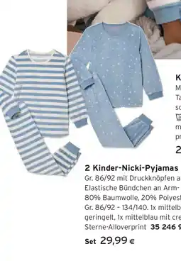 Tchibo Eduscho 2 Kinder-Nicki-Pyjamas Angebot