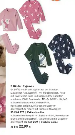 Tchibo Eduscho 2 Kinder-Pyjamas Angebot