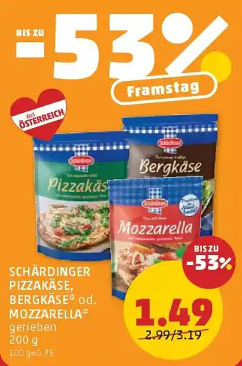 Schärdinger Pizzakäse, Bergkäse oder Mozzarella
