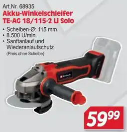 Zgonc Akku-Winkelschleifer TE-AG 18/115-2 Li Solo Angebot