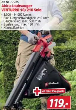 Zgonc Akku-Laubsauger VENTURRO 18/210 Solo Angebot