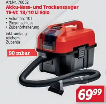 Akku-Nass- und Trockensauger TE-VC 18/10 Li Solo