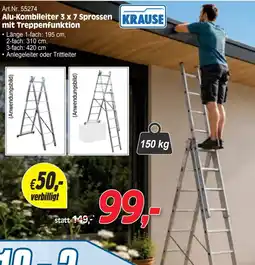 Zgonc Alu-Kombileiter 3 x 7 Sprossen mit Treppenfunktion Angebot