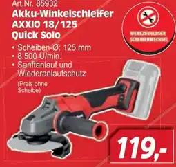 Zgonc Akkuschleifer AXXIO 18/125 Quick Solo Angebot
