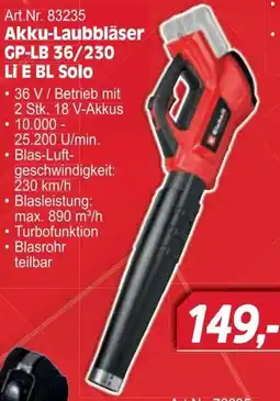 Zgonc Einhell Akku-Laubbläser GP-LB 36/230 Li E BL Solo Angebot