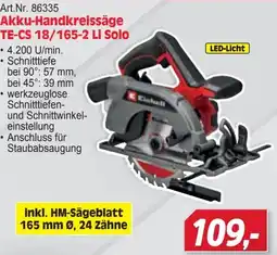 Zgonc Einhell Akku-Handkreissäge TE-CS 18/165-2 Li Solo Angebot