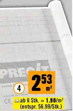 Hornbach PRECIT Feuchtevariable Dampfbremsfolie Angebot