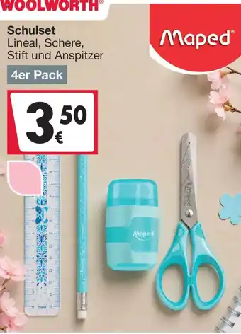 Schulset Lineal, Schere, Stift und Anspitzer Maped