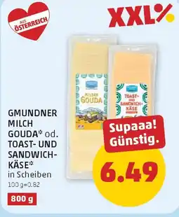 PENNY Gmunder Milch Gouda od. Toast und Sandwichkase Angebot