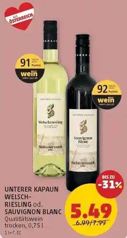 PENNY Unterer Kapaun Welsch-Riesling od. Sauvignon Blanc Angebot