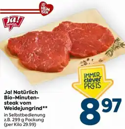 Billa Ja! Natürlich Bio-Minutensteak vom Weidejungrind Angebot