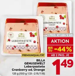Billa BILLA GENUSSWELT Leberpastete Cranberry od. Orange Angebot