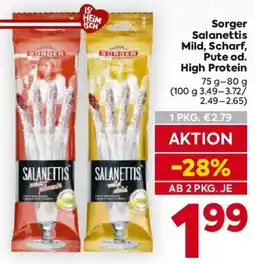 Billa Sorger Salanettis Mild, Scharf, Pute od. High Protein Angebot