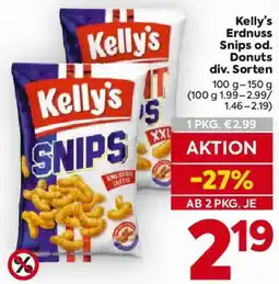 Billa Kelly's Erdnuss Snips od. Donutsx Angebot