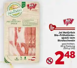 Billa Ja! Natürlich Bio-Frühstücks-speck vom Strohschwein Angebot