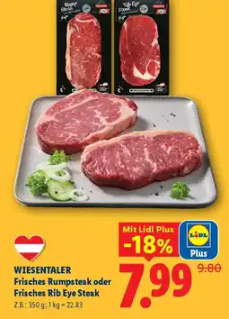 Lidl Wiesentaler Frisches Rumpsteak oder Frisches Rib Eye Steak Angebot