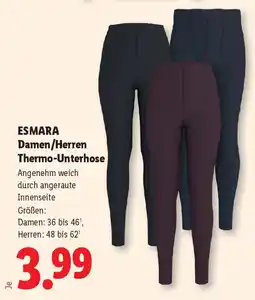 Lidl ESMARA Damen/Herren Thermo-Unterhose Angebot