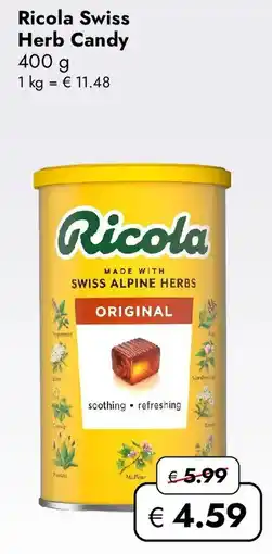 Travel FREE Ricola Swiss Herb Candy Angebot