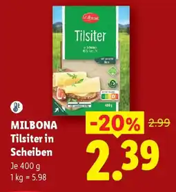 Lidl Milbona Tilsiter in Scheiben Angebot