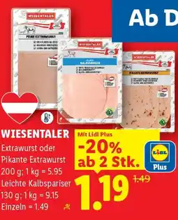 Lidl Wiesentaler Extrawurst oder Pikante Extrawurst Angebot