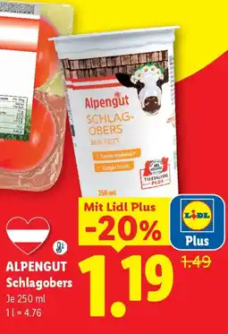 Lidl Alpengut Schlagobers Angebot