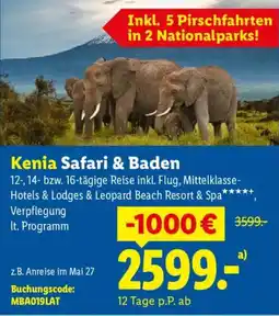Lidl Reisen Kenia Safari & Baden Angebot