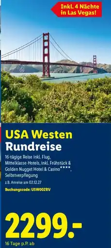 Lidl Reisen USA Westen Rundreise Angebot