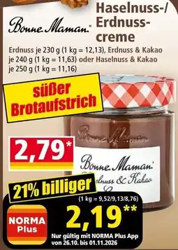 Norma Bonne Maman Haselnuss-/Erdnuss-creme Angebot