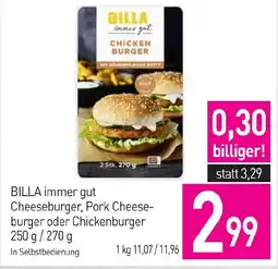 Sutterlüty BILLA immer gut Cheeseburger, Pork Cheeseburger oder Chickenburger Angebot