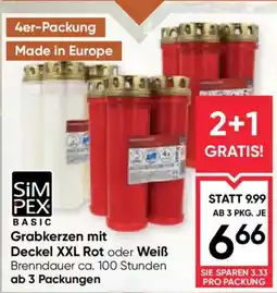 Maximarkt SimPex Basic Grabkerzen mit Deckel XXL Rot oder Weiß Angebot