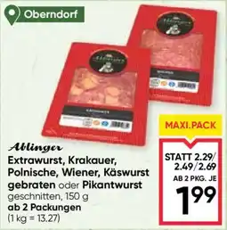 Maximarkt Ablinger Extrawurst, Krakauer, Polnische, Wiener, Käswurst Angebot