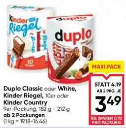 Maximarkt Duplo Classic oder White, Kinder Riegel, Kinder Country Angebot