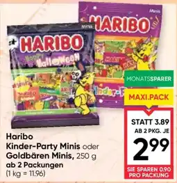 Maximarkt Haribo Kinder-Party Minis oder Goldbären Minis Angebot
