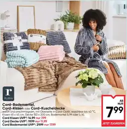 Maximarkt Cord-Bademantel, Cord-Kissen oder Cord-Kuscheldecke Rubin Angebot